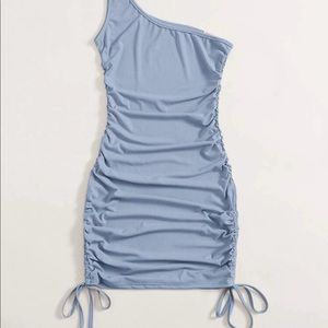 One shoulder drawstring dress